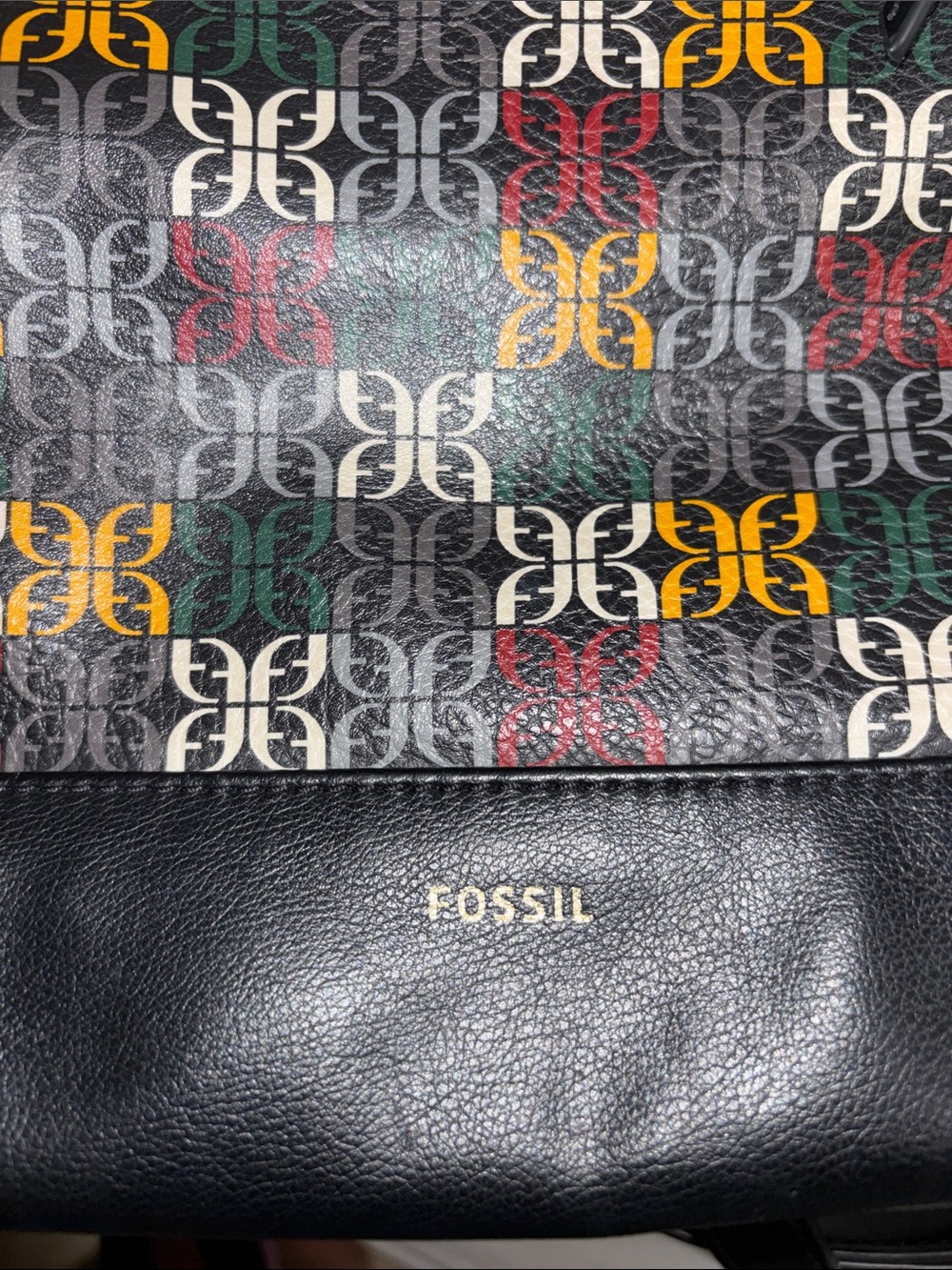 Fossil Black Shoulder Bag with Multicolor Logo Pattern - Picture 12 of 12